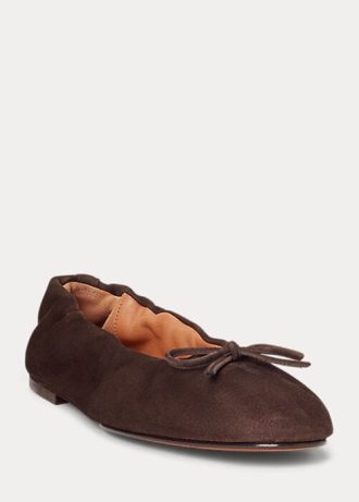 Zapatos planos de ballet Ralph Lauren The Suede Pony para mujer en color marrón Zapatos planos de ballet Ralph Lauren The Suede Pony para mujer en color marrón