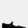 Zapatos planos Mary Jane de terciopelo Ralph Lauren negros con punta para mujer Zapatos planos Mary Jane de terciopelo Ralph Lauren negros con punta para mujer