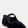 Zapatos planos Mary Jane de terciopelo Ralph Lauren negros con punta para mujer Zapatos planos Mary Jane de terciopelo Ralph Lauren negros con punta para mujer