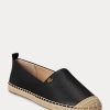 Zapatos planos negros Ralph Lauren Cameryn IV de piel abatanada para mujer Zapatos planos negros Ralph Lauren Cameryn IV de piel abatanada para mujer