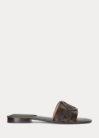 Zapatos planos Ralph Lauren Alegra de pelo de becerro con estampado de cebra en color oliva para mujer Zapatos planos Ralph Lauren Alegra de pelo de becerro con estampado de cebra en color oliva para mujer