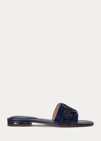 Zapatos planos Ralph Lauren Alegra de piel con relieve de cocodrilo para mujer, color azul marino Zapatos planos Ralph Lauren Alegra de piel con relieve de cocodrilo para mujer, color azul marino