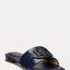 Zapatos planos Ralph Lauren Alegra de piel con relieve de cocodrilo para mujer, color azul marino