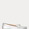 Zapatos planos Ralph Lauren Barnsbury de piel napa metalizada para mujer, color plateado Zapatos planos Ralph Lauren Barnsbury de piel napa metalizada para mujer, color plateado