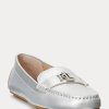 Zapatos planos Ralph Lauren Barnsbury de piel napa metalizada para mujer, color plateado Zapatos planos Ralph Lauren Barnsbury de piel napa metalizada para mujer, color plateado