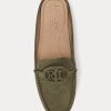 Zapatos planos Ralph Lauren Brynn de ante color oliva para mujer