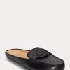 Zapatos planos Ralph Lauren Brynn de piel bruñida para mujer, color negro