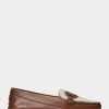 Zapatos planos Ralph Lauren Brynn de piel napa para mujer, color marrón