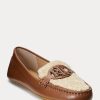 Zapatos planos Ralph Lauren Brynn de piel napa para mujer, color marrón