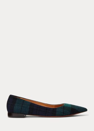 Zapatos planos tipo ballet a cuadros con reloj negro Ralph Lauren Kendrya para mujer, color verde Zapatos planos tipo ballet a cuadros con reloj negro Ralph Lauren Kendrya para mujer, color verde