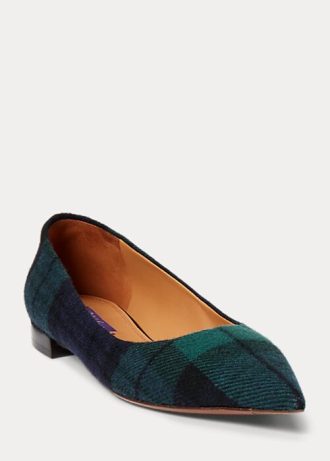 Zapatos planos tipo ballet a cuadros con reloj negro Ralph Lauren Kendrya para mujer, color verde Zapatos planos tipo ballet a cuadros con reloj negro Ralph Lauren Kendrya para mujer, color verde