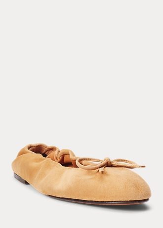 Zapatos planos tipo ballet Ralph Lauren The Suede Pony para mujer en color caqui Zapatos planos tipo ballet Ralph Lauren The Suede Pony para mujer en color caqui