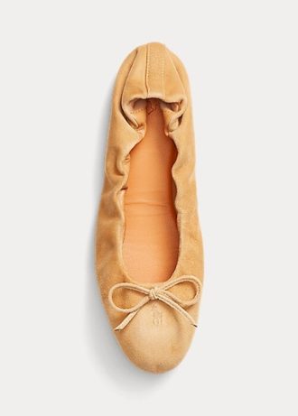 Zapatos planos tipo ballet Ralph Lauren The Suede Pony para mujer en color caqui Zapatos planos tipo ballet Ralph Lauren The Suede Pony para mujer en color caqui